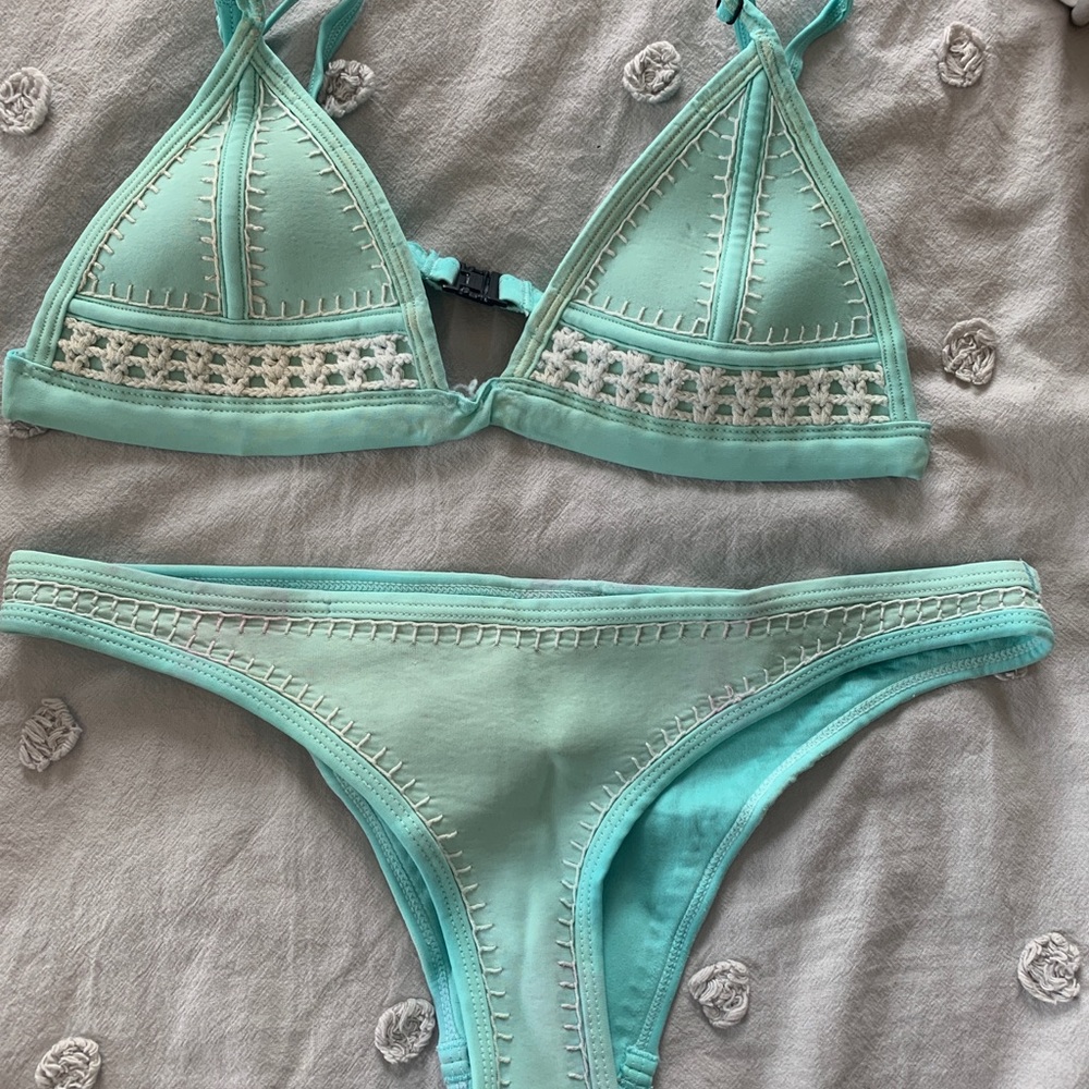 Blue triangl bathing suit